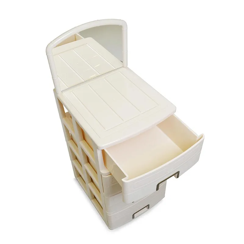 Cómoda gigante de 4 pisos con tapa y tocador Reyplast