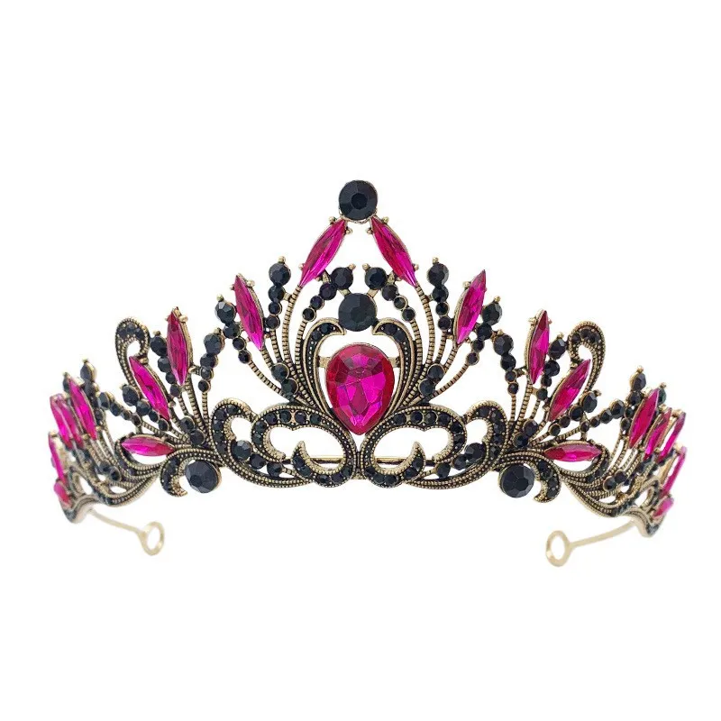 Tiara De Noiva Vintage Barroca Com Strass Rosa Para Weddi