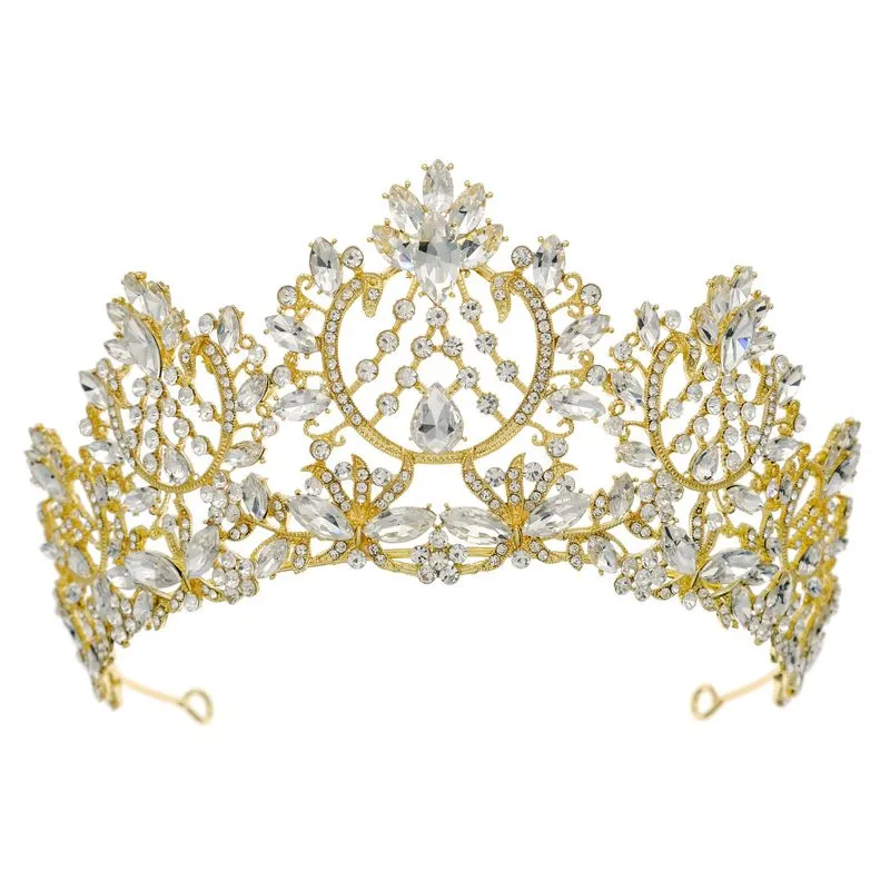 Coroa Luxuosa De Ouro Cristal Para Casamentos, Bailes E Festas