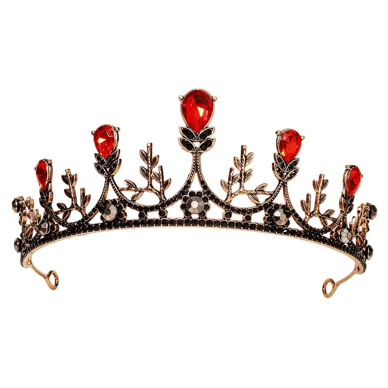 Tiara De Casamento Elegante De Cristal Vermelho, Design Floral Para Noivas