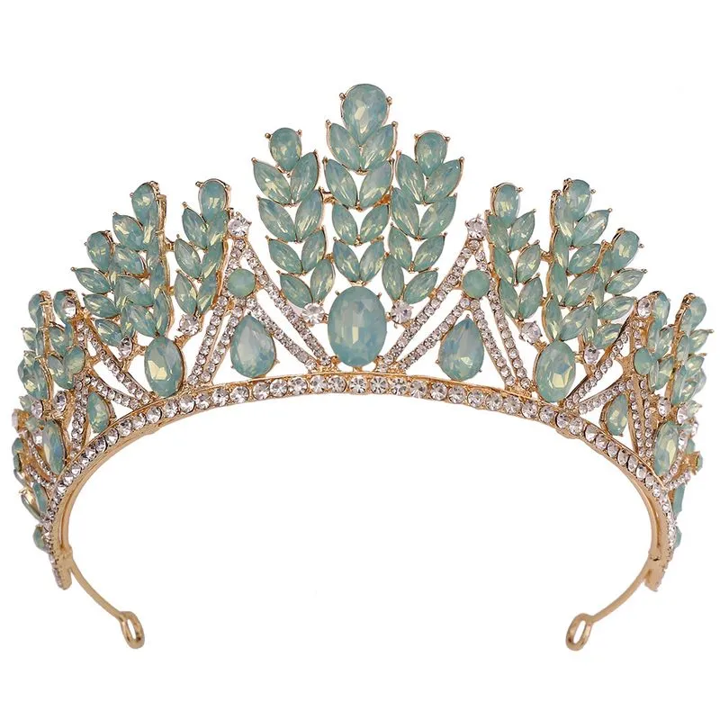 Elegante Tiara De Cristal Barroco Com Cristais De Gelatina Verde