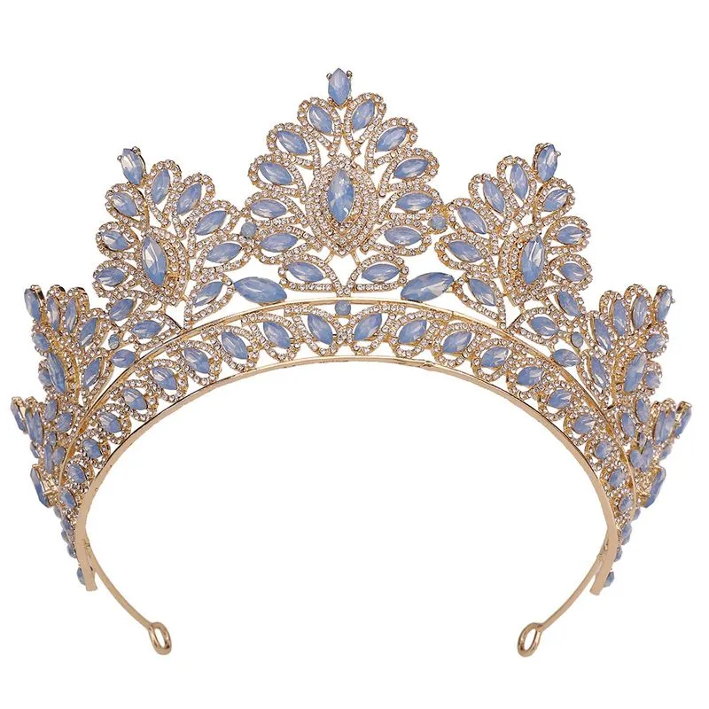 Tiara De Casamento De Cristal Azul Barroco Com Strass Para Noiva
