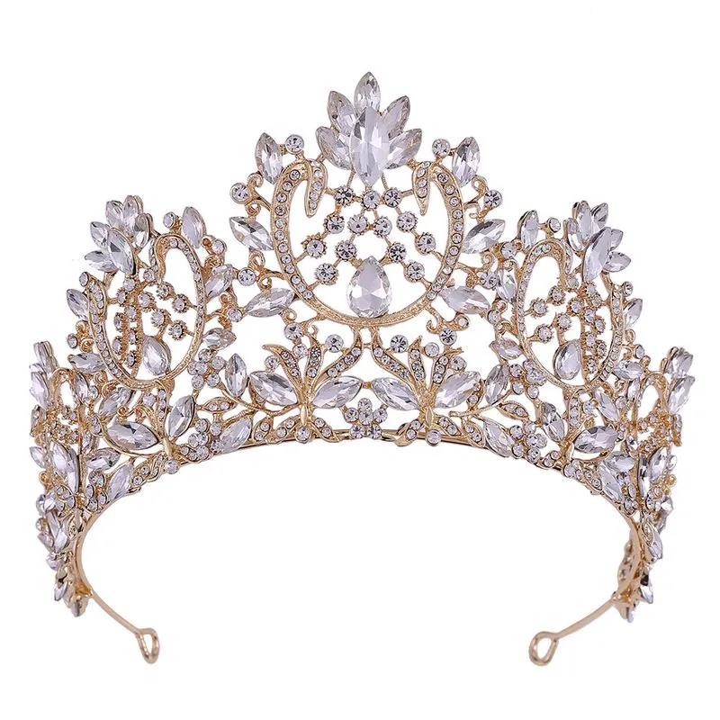 Coroa De Noiva Barroca De Luxo Com Cristais E Strass