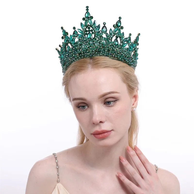 Coroa De Noiva Verde Elegante Com Liga E Strass De Cristal