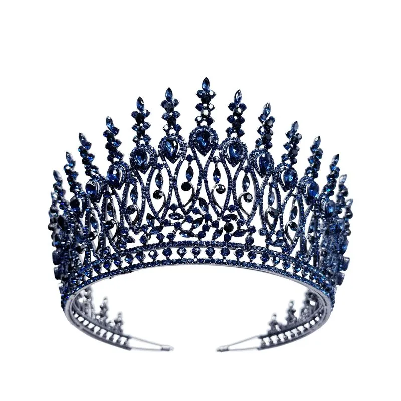 Tiara De Noiva De Cristal Azul De Luxo Com Design De Liga Intrincada