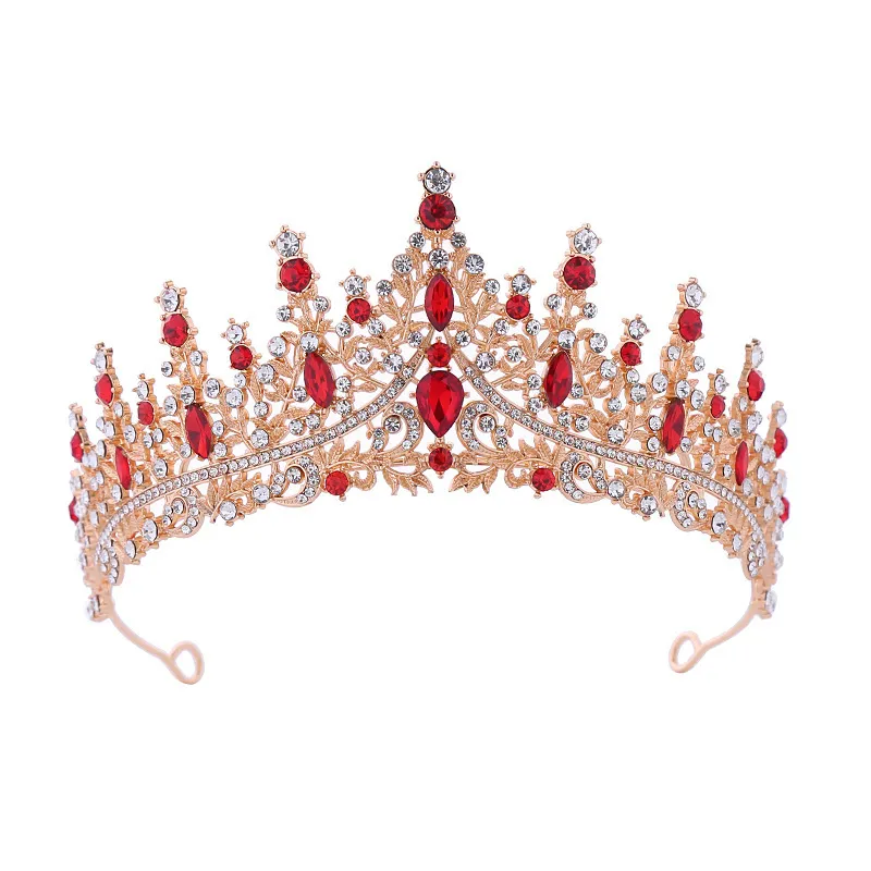 Tiara De Casamento De Cristal Dourado E Vermelho Para Noivas E Eventos