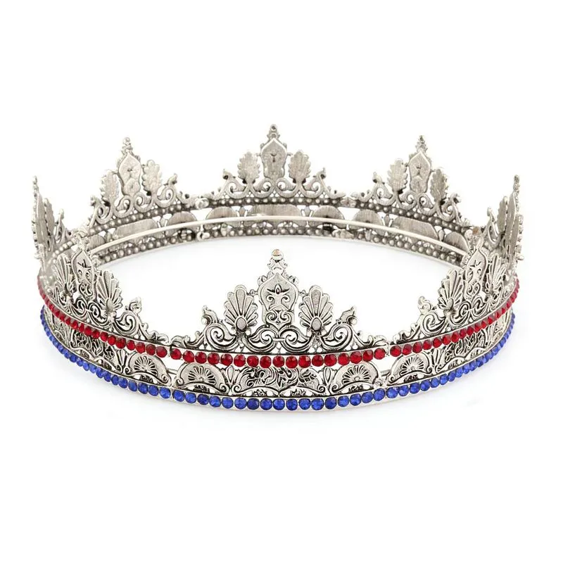Tiara De Prata Real Com Strass Vermelho E Azul Para Special E