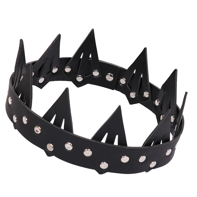 Coroa Rainha De Couro Preto Elegante Para Festas E Apresentações