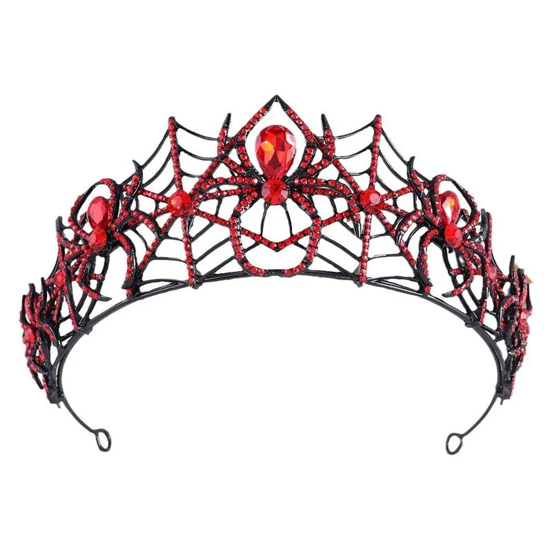 Coroa De Aranha Gótica Com Strass Vermelhos Para Festa De Halloween