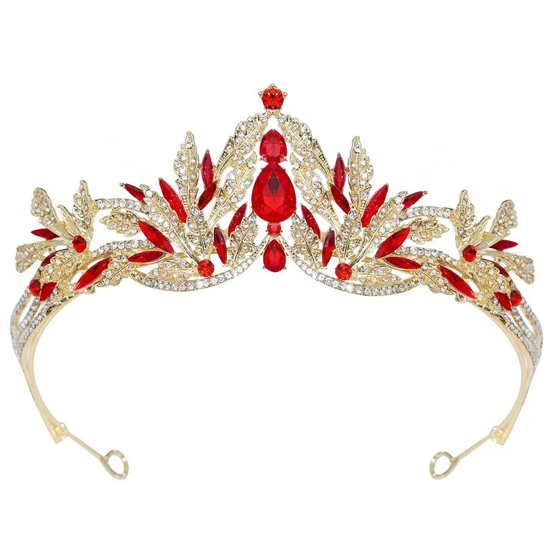 Tiara De Cristal Dourado E Vermelho Para Noivas E Concursos De Beleza