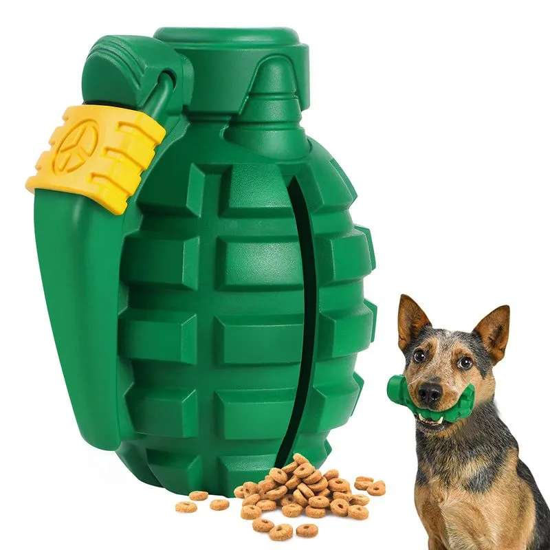Brinquedo Para Mastigar Dispensador De Petiscos Para Cães, Brinquedo Durável De Borracha Verde