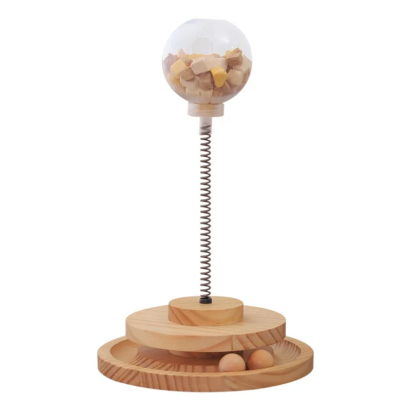 Bola Giratória De Madeira Cat Puzzle Feeder Toy