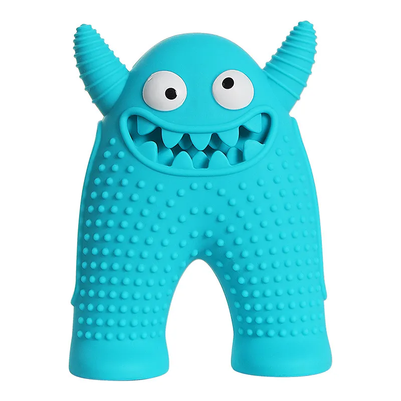 Dog Chew Toy Monster Silicone Squeaky Blue 12 Cm Para Animais De Estimação