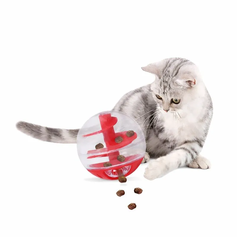 Brinquedo De Quebra-Cabeça Em Espiral Cat Treat Dispensing Ball Vermelho