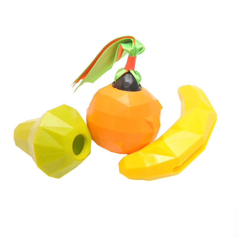 Conjunto De Brinquedos Para Mastigar Para Cães Em Forma De Fruta Squeaky Treat Dispenser Rubber