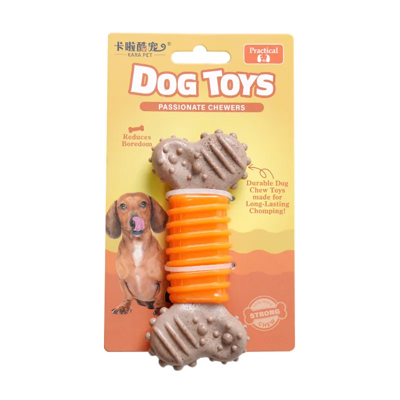 Toy Dog Chew Toy Tpr Bone Durable Dentition Stick Orange