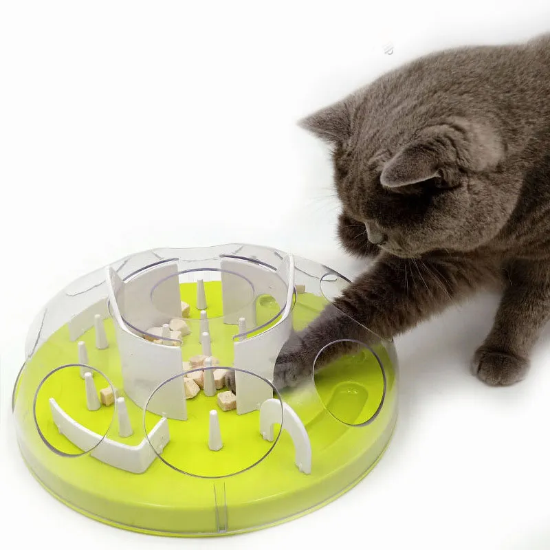 Cat Puzzle Feeder Maze Toy Interactive Slow Feeder Green