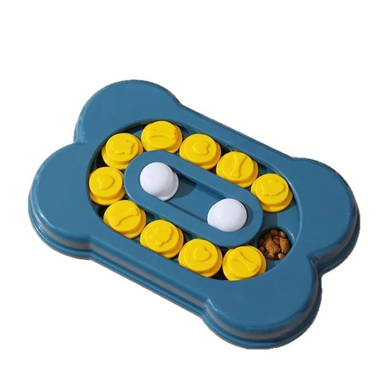 Dog Puzzle Feeder Toy Bone Shape Slow Feeder Blue