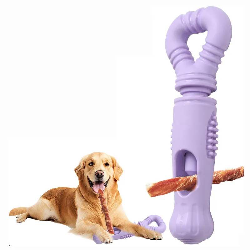 Bastão Giratório De Silicone Dog Chew Toy Com Suporte Para Guloseimas Roxo