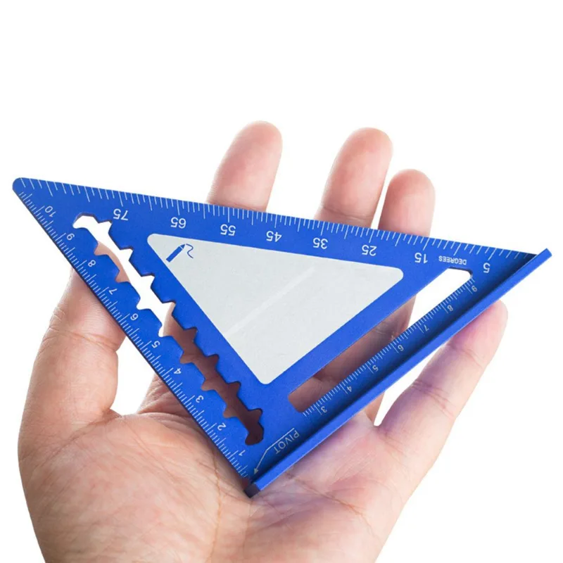 Régua Quadrada Triangular Em Liga De Alumínio 11,4 Cm Azul