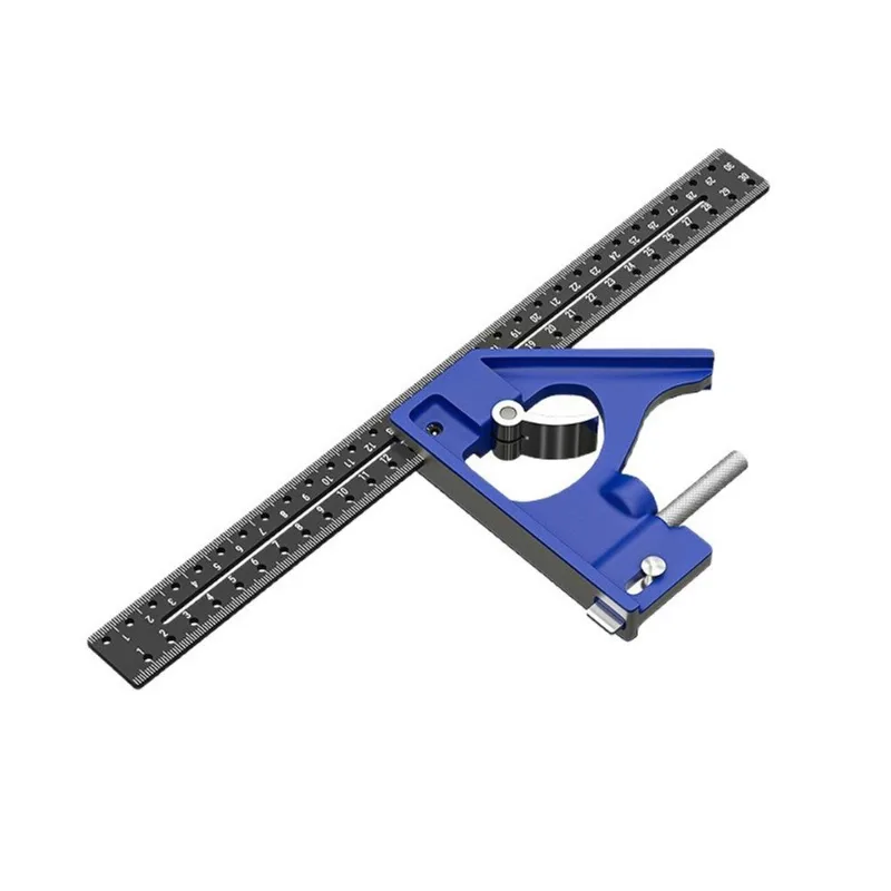 Régua Quadrada Combinada De Liga De Alumínio 30cm Azul