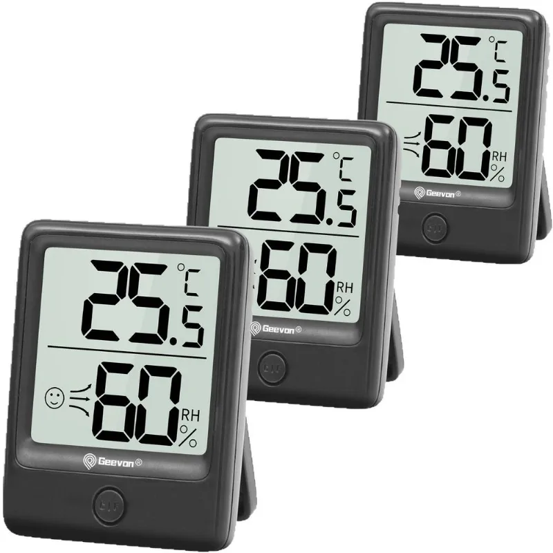 Medidor De Temperatura E Umidade Digital Magnetic Back Black