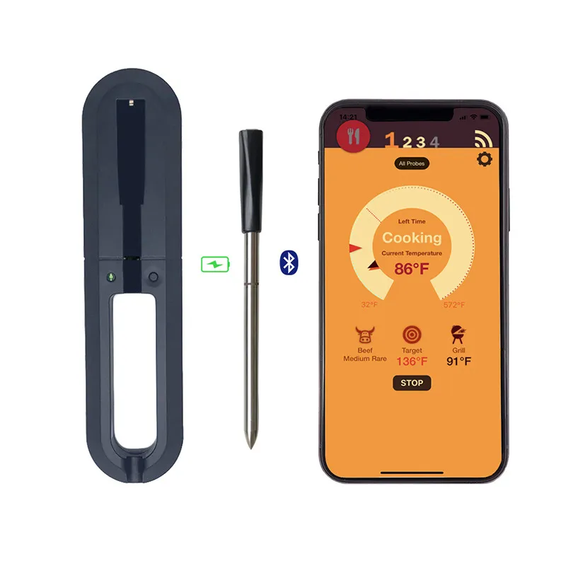 Termômetro De Carne Inteligente Bluetooth Com Sondas Duplas À Prova D'água