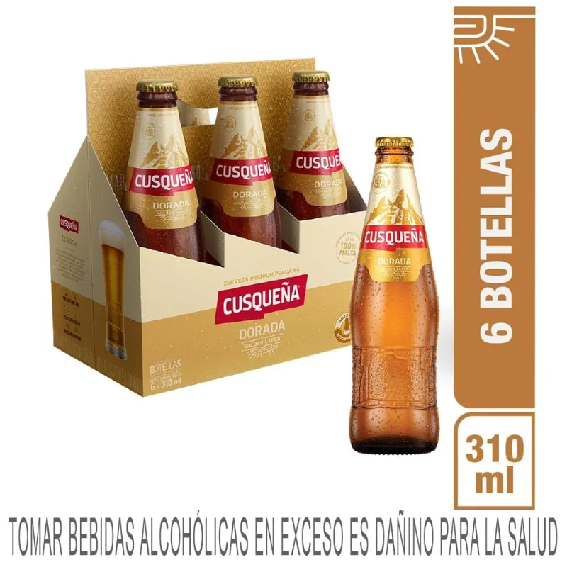 Cerveza CUSQUEÑA Dorada Botella 310ml Paquete 6un