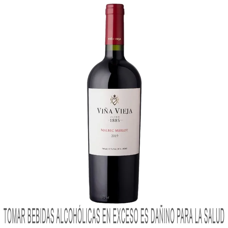 Vino Tinto VIÑA VIEJA Malbec Merlot Botella 750ml