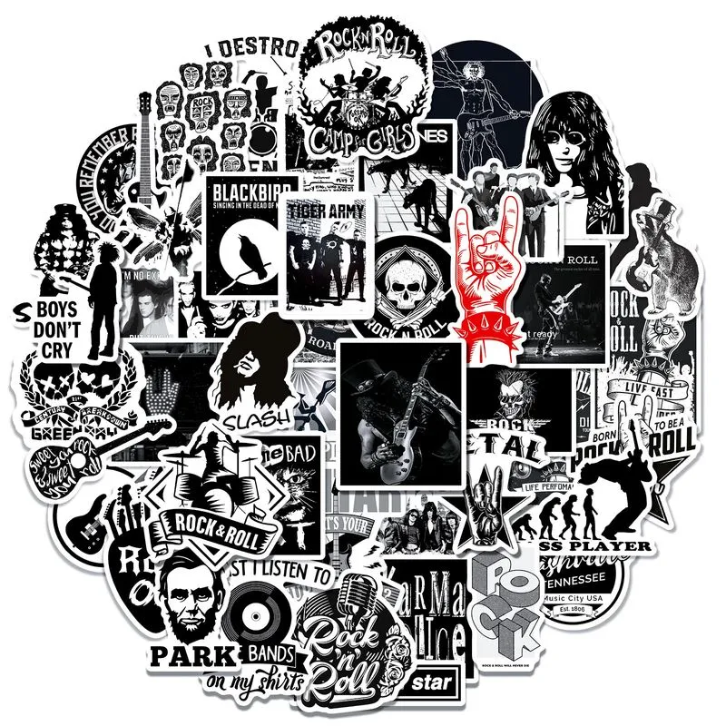 Pacote De Adesivos Metal Rock Anime, Vinil Impermeável, 50 Unidades