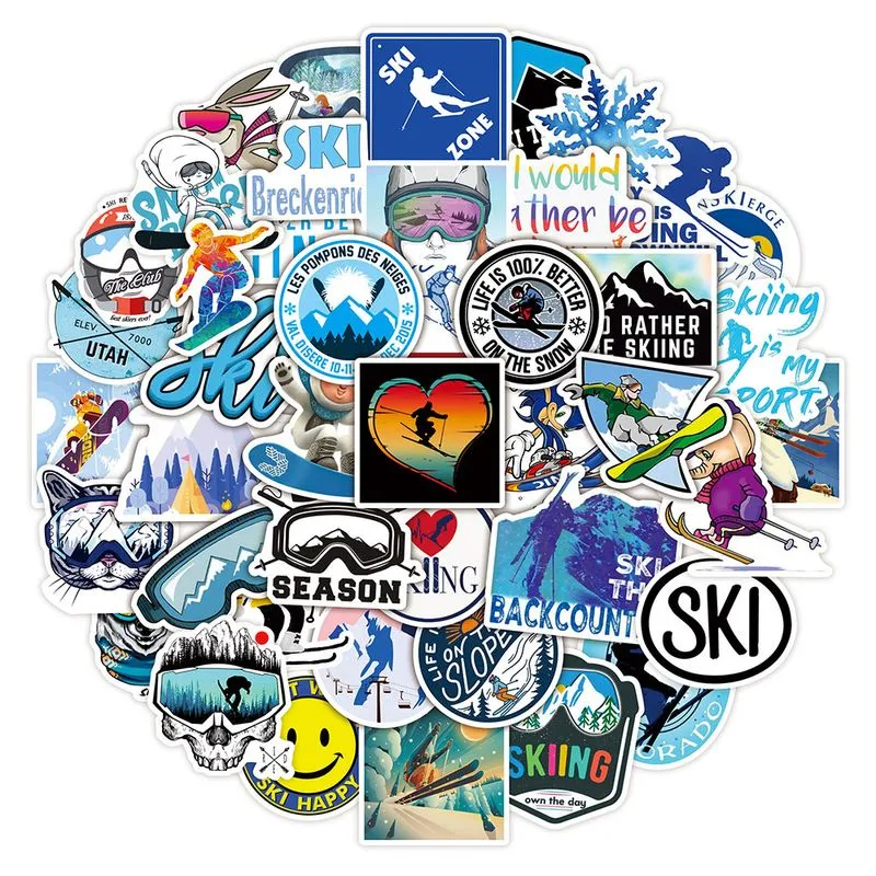 Pacote De Adesivos Ski Anime, Vinil Impermeável, 50 Unidades De 4-7 Cm