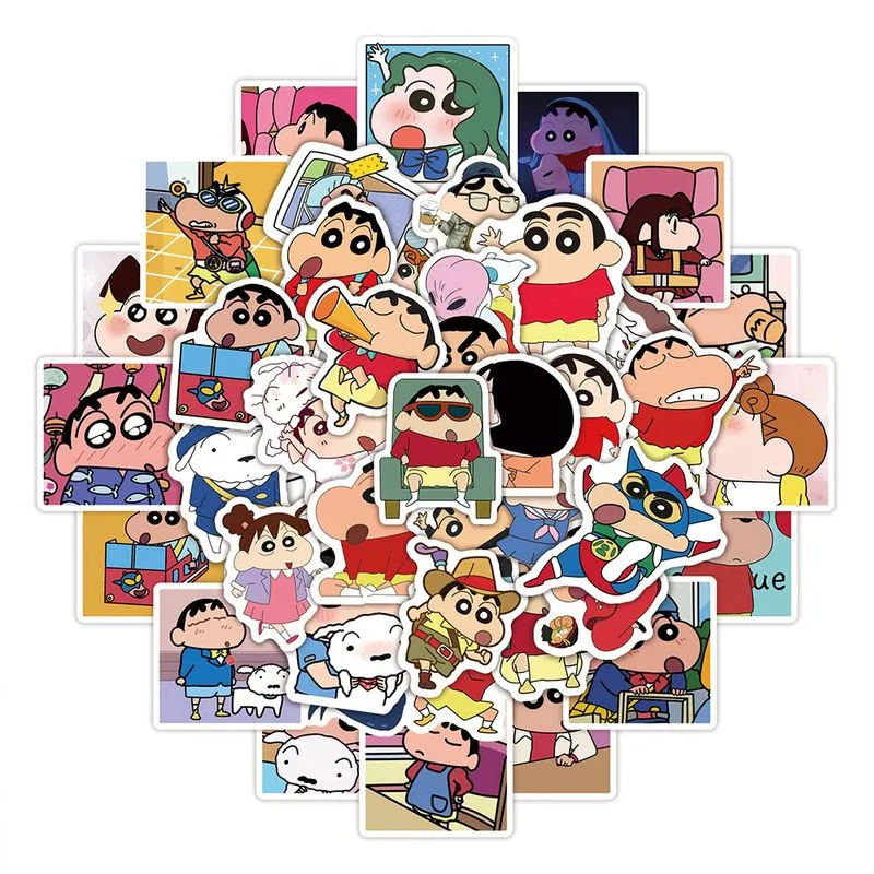 Adesivos Shinchans Anime, Vinil Impermeável, Pacote De 50 Unidades