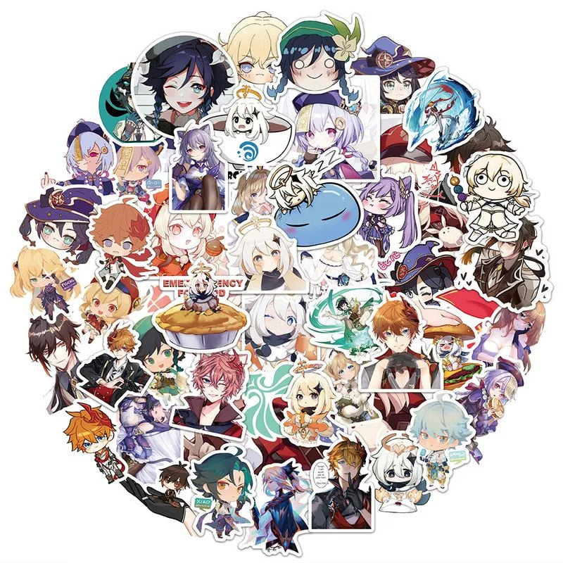 Adesivos Genshins Impacts Anime À Prova D'água, 50 Unidades