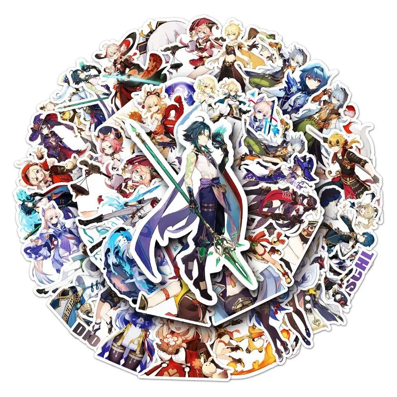 Adesivos Genshins Impacts Anime À Prova D'água, 50 Unidades