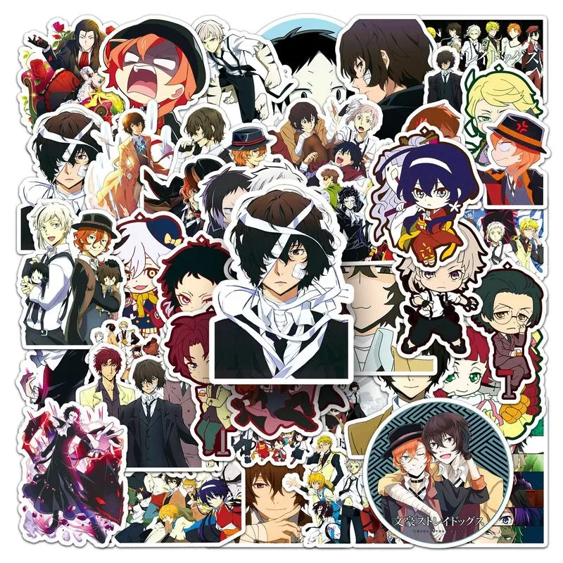 Pacote De Adesivos Bungos Strays Dogs Anime Waterproof Vinyl X50