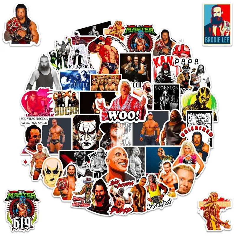 Pacote De Adesivos Wwes Wrestling Anime, Vinil Impermeável, 50 Unidades