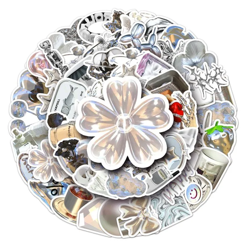 Pacote De Adesivos High-end Silver Ins Style Anime Waterproof X50