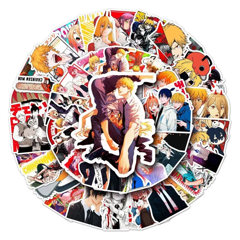 Adesivos Chainsaws Mans Anime, Vinil Impermeável, 51 Unidades/pacote