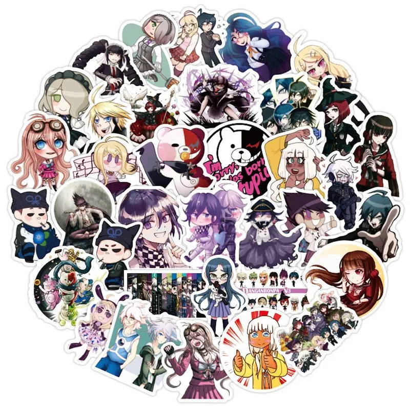 Pacote De Adesivos Danganronpass Anime Waterproof Vinyl 50 Unidades