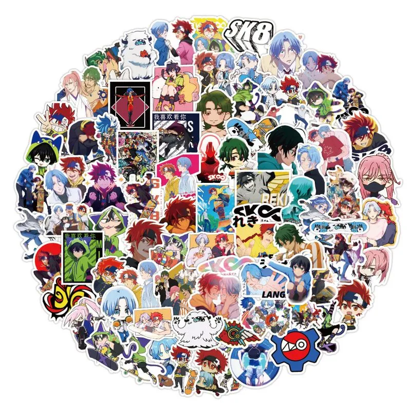 Pacote De Adesivos Sk8 Unlimited Anime À Prova D'água De Vinil 100 Unidades