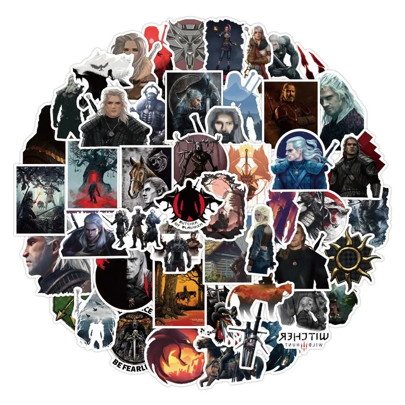 Adesivos Witchers Anime, 50 Peças, Decalques De Desenho Animado Para Impermeabilização