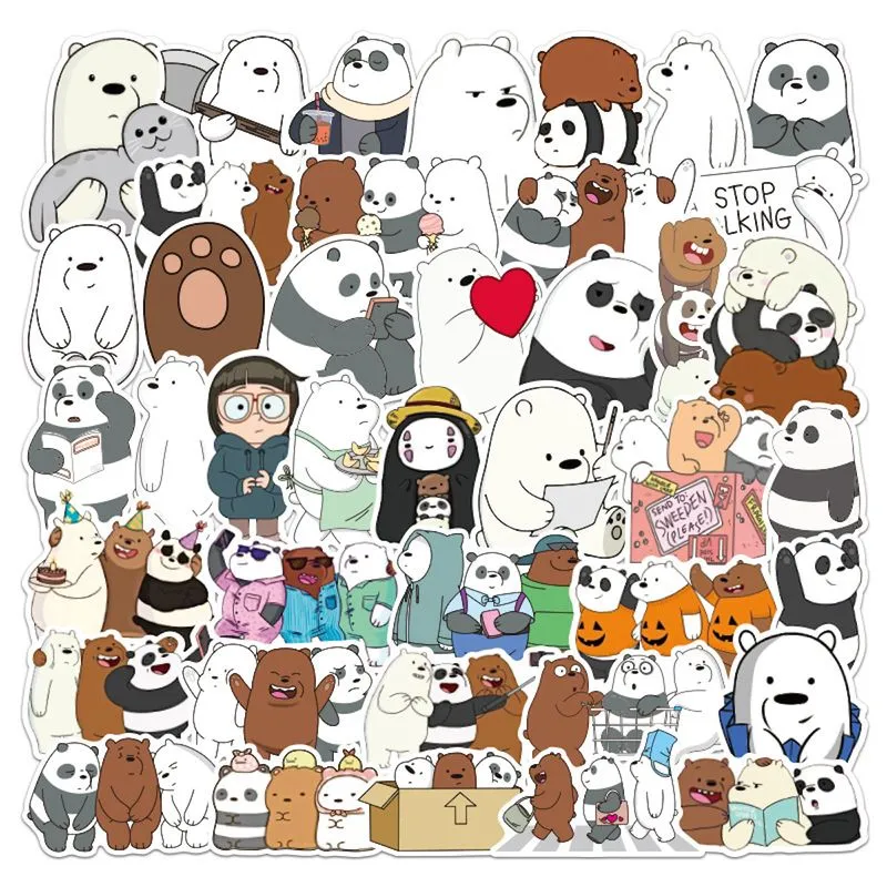 Adesivo Anime Wes Bares Bears, Desenho Animado Em Vinil, 100 Unidades