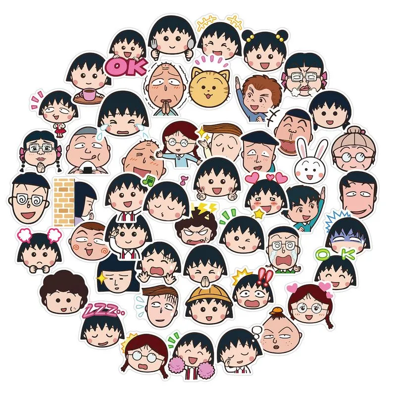 Pacote De Adesivos Chibis Marukochanss Anime 50 Unidades Para Decoração De Carros