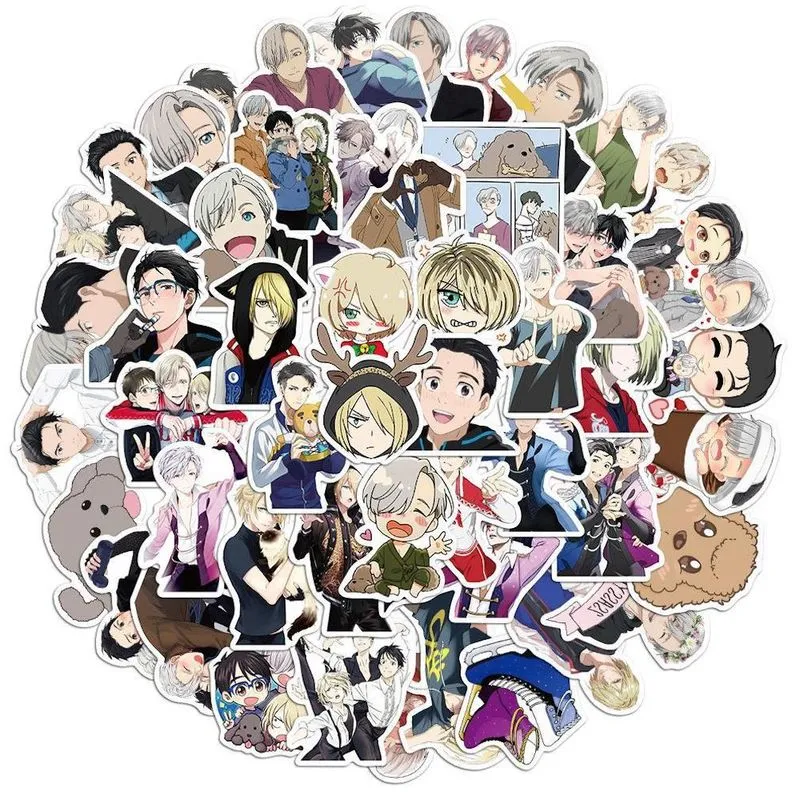 Adesivos Yuris On Ices Anime, Pacote De 50 Peças, Desenho Animado Decorativo S