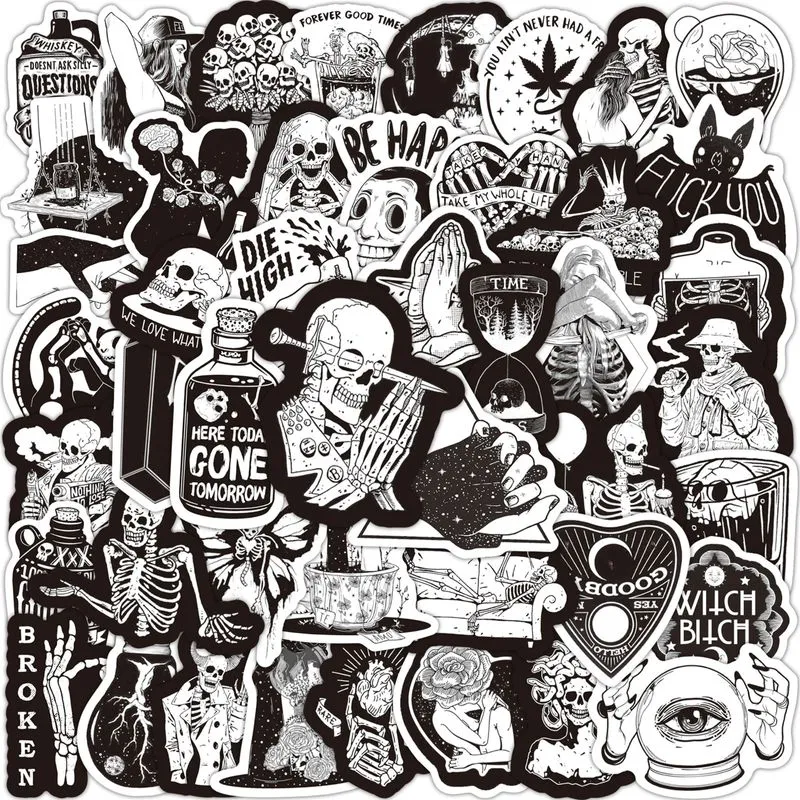 Adesivos De Anime Horror Gothics, Vinil Impermeável, 50 Unidades