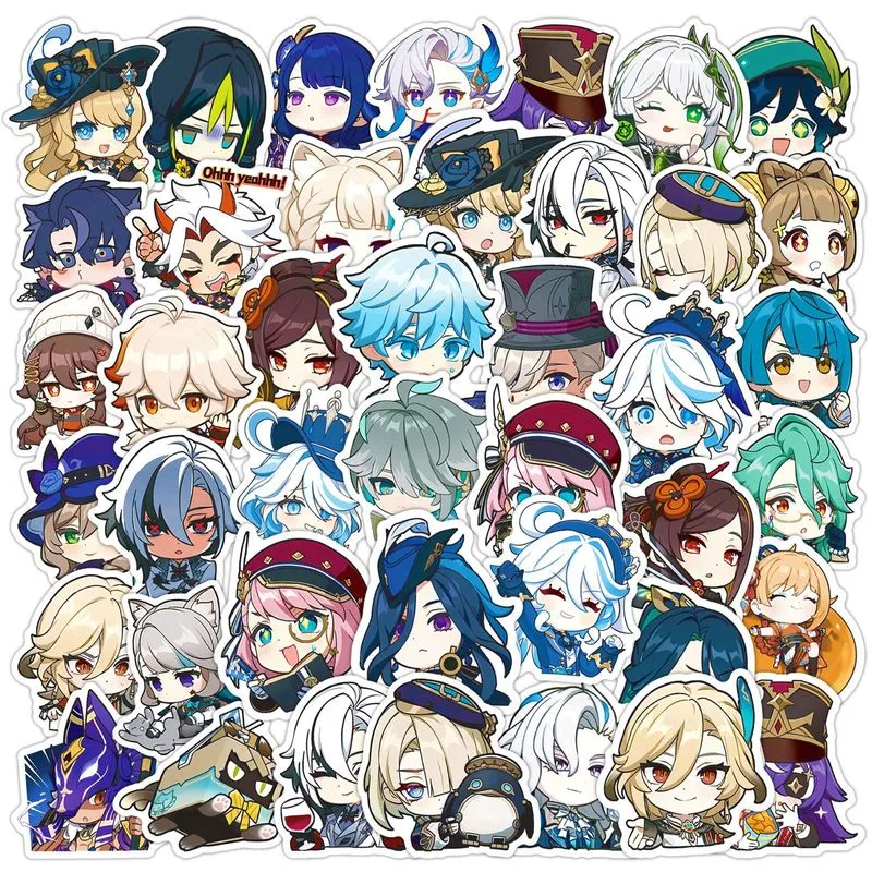 Adesivos De Anime Em Vinil Impermeável Genshins Impacts (50 Unidades)