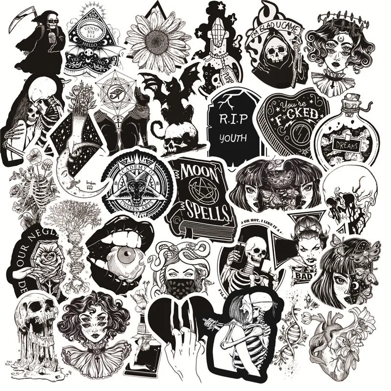 Adesivos Góticos De Vinil Impermeável, Anime, 50 Unidades/lote