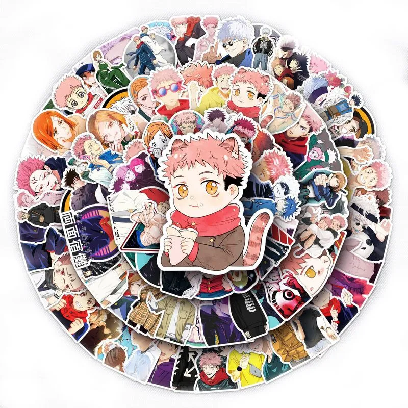 Adesivos Jujutsus Kaisens, Vinil Impermeável, Anime, 100 Unidades