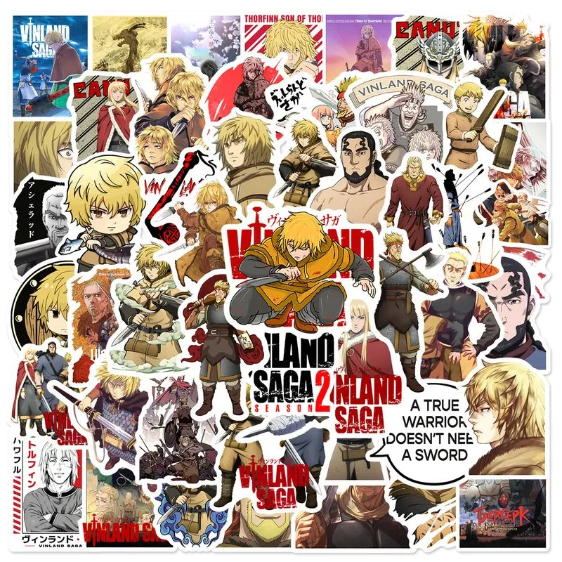 Adesivos Vinlands Sagas, Vinil Impermeável, Anime, 50 Unidades