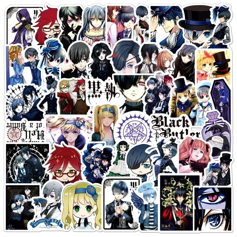 Adesivos Butlers, Vinil Impermeável, Anime, 50 Unidades Para Laptop